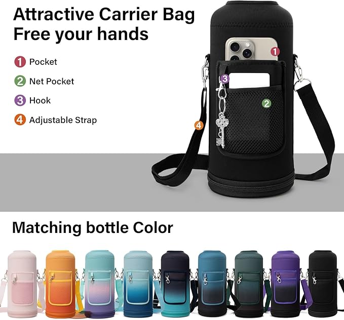 DYSANKY Insulated Water Bottle | Thickened Stainless Steel for Gym and Hiking with Straw, Carrier Bag, Handle Strap | BPA-Free 87 oz