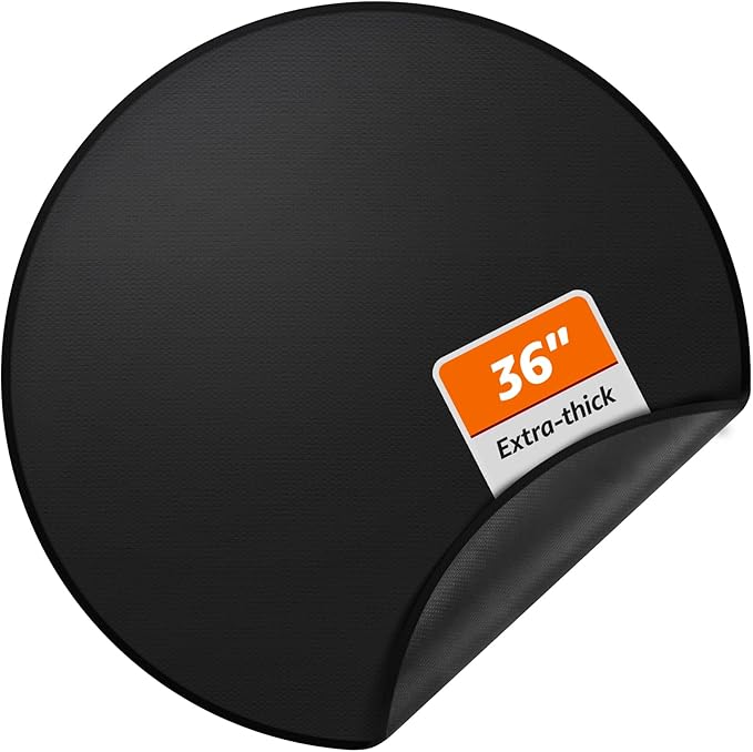 36" Heavy-Duty Fire Pit Mat for Solo Stove Bonfire: Round Fireproof Under Grill Mat Heat Insulated Indoor Fireplace Pad Protector for Decks, Patios, Grass, BBQ Smoker, Reusable Oil-Proof & Waterproof
