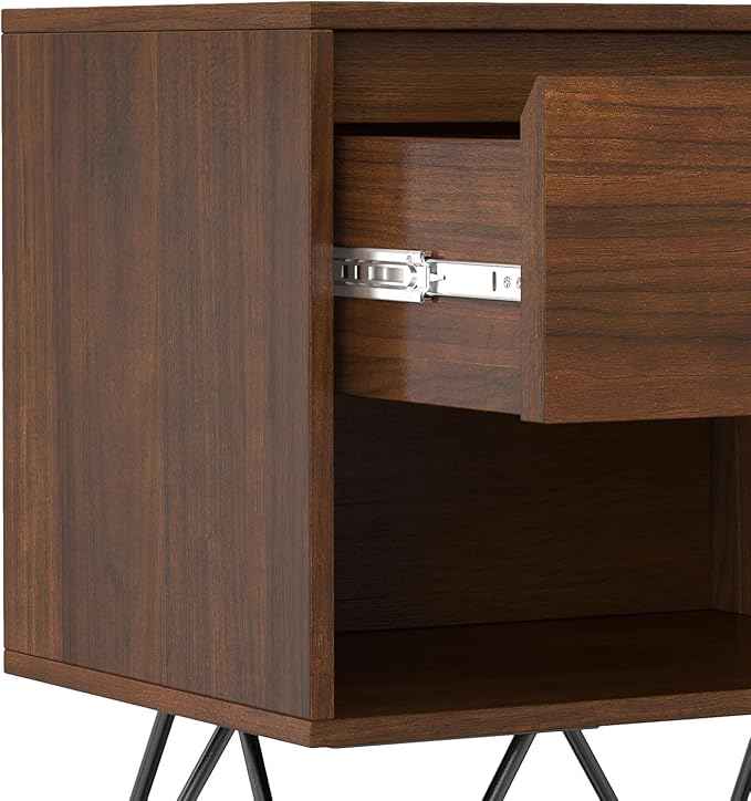 SIMPLIHOME Hunter 20 inch Wide Industrial Modern Nightstand in Walnut for the Living Room and Bedroom