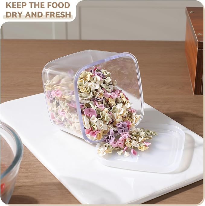 novelinks Clear Plastic Jars with Lids, Reusable Empty Square Storage Containers for Household and Kitchen Organizing (24 Pack Small)
