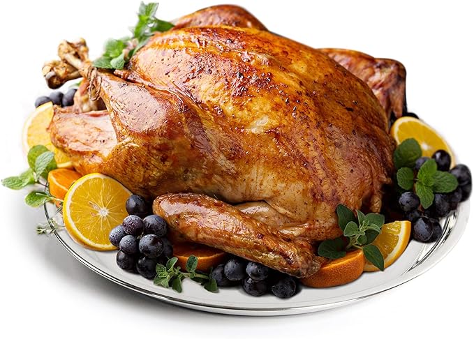 14 In Stainless Steel Roasting Pan, Stainless Steel Heavy Duty Kitchenware Round Roaster Pan Large XLarge Big Size Green Egg Drip Pan for Turkey Baking,Roast Chicken,Brushed Surface & Dishwasher Safe