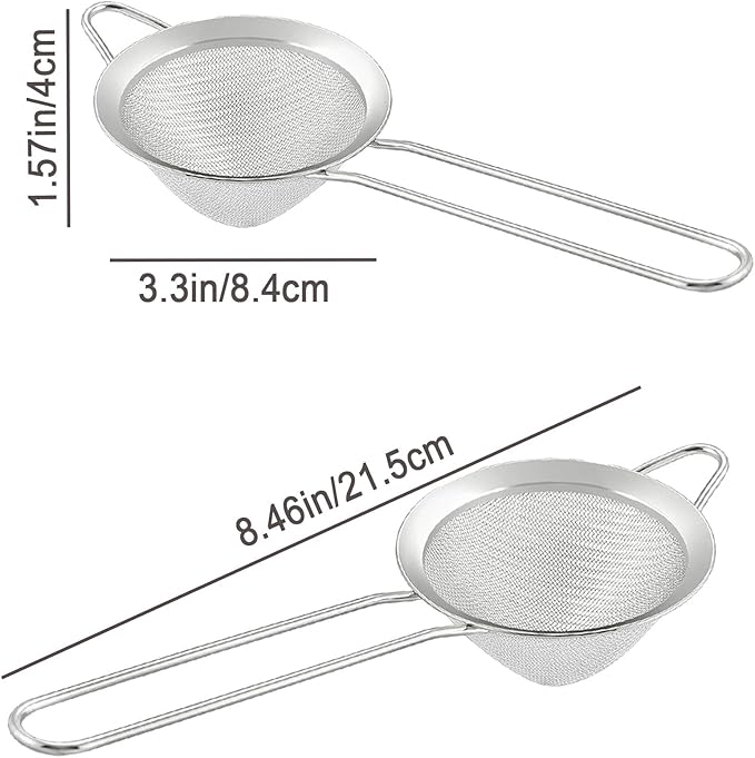 18 PCS Tea Strainers Cocktail Strainer Stainless Steel Fine Mesh Small Strainer, 3.3''Mini Tea Strainer with Long Handle for Cocktails Tea Herbs&Drinks,Conical Tea Filter Bar Colander Food Loose Tool