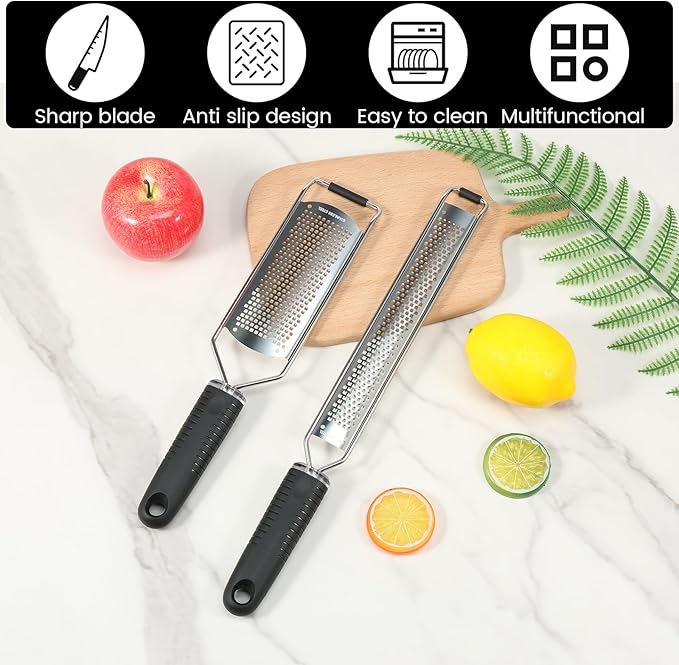 4Pcs Stainless Steel Grater for Different Food Grater with Non-Slip Handle for Vegetables Cheese Shredder and Lemon