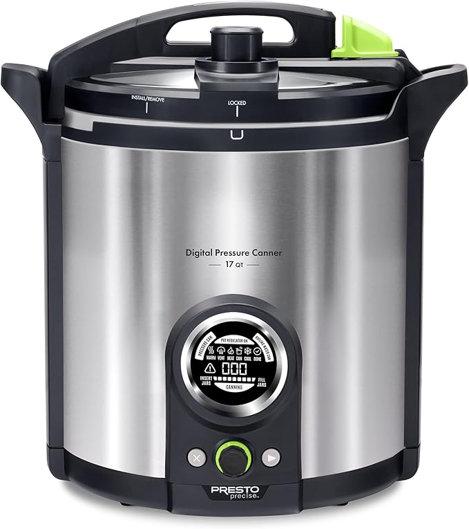 Presto 02152 17-Quart Digital Pressure Canner - Digital Display, Waterbath Capable, 10 Built-In Safety Features, Recipe Book, Stainless Steel