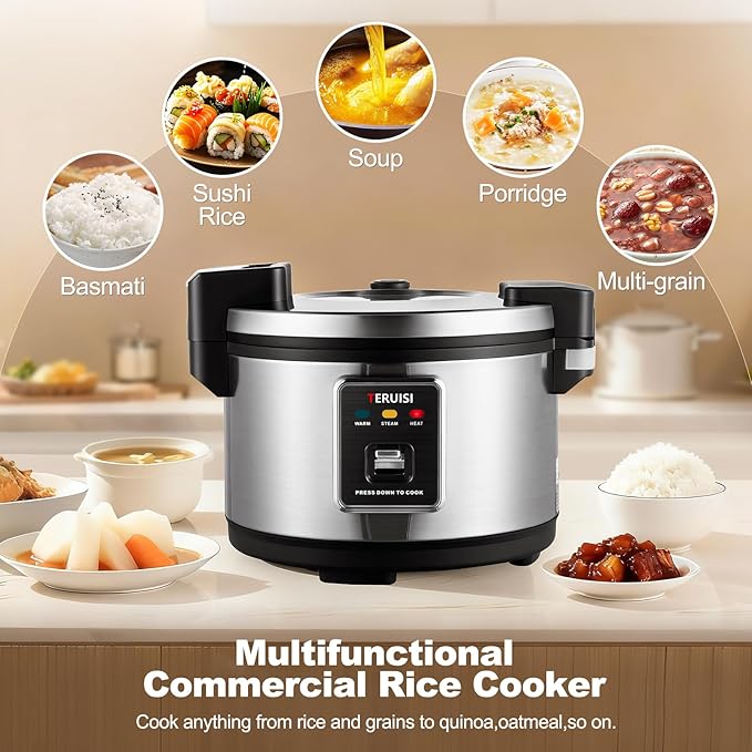 Commercial Rice Cooker, 10L/10.6QT Large Rice Cooker & Rice Warmer 50 CUPS Cooked Rice, Fast Cooking Electric Cooker with Auto Keep Warm, Non-stick Inner Pot for 10-20 People Use