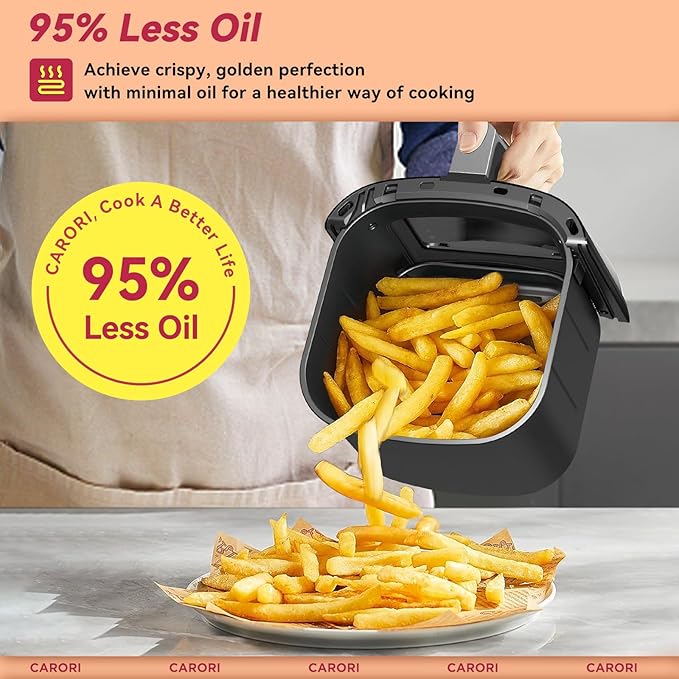 Air Fryer 12 Preset with Viewing Window, 6Qt Large Capacity, 400℉ Max Crisp, Airfryer, Bake, Roast, Dehydrate, Reheat, 1700W Quick Even Easy Meals, Nonstick Dishwasher Safe Basket