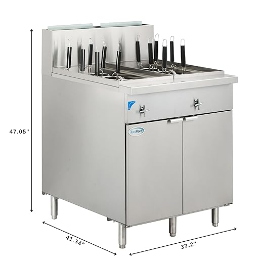 KoolMore 12-Basket 22 Gallon Commercial Natural Gas Pasta Cooker with 140,000 BTU, ETL Listed in Stainless-Steel (KM-PC12-NG)