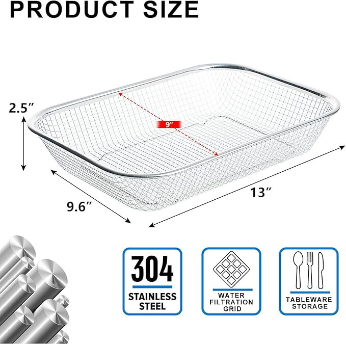 Utensil Drying Rack, 2 Pack Stainless Steel Utensils Holder Dishwasher Silverware Basket, Compact Dish Drainer for Kitchen Countertop, Chopsticks Spoons, Forks, Knifes Organizer, Large