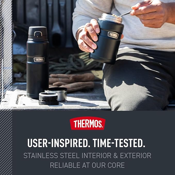 THERMOS Stainless King Vacuum-Insulated Food Jar, 24 Ounce, Matte Steel