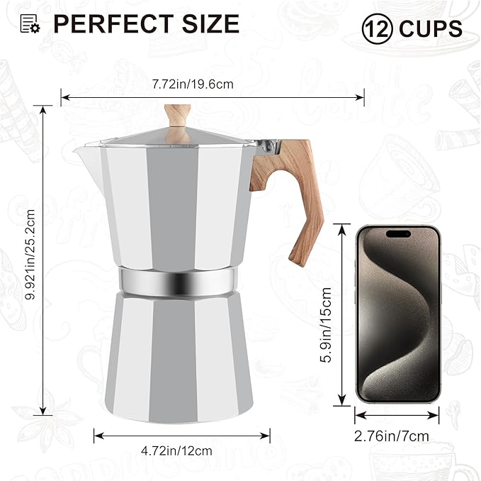wedrink 12 Cup Stovetop Espresso Maker Aluminium Moka Pot Percolator