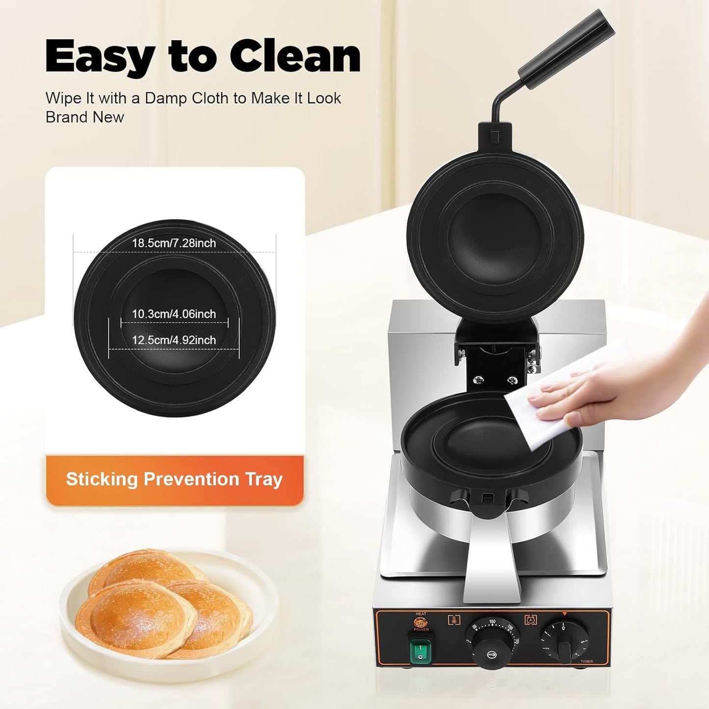 Sealed Burger Machine, 1200W Commercial Electric Burger Maker Machine, Stainless Steel Non-stick Waffle Press Machine with Time & Temperature Control for Home Kitchens Bakeries