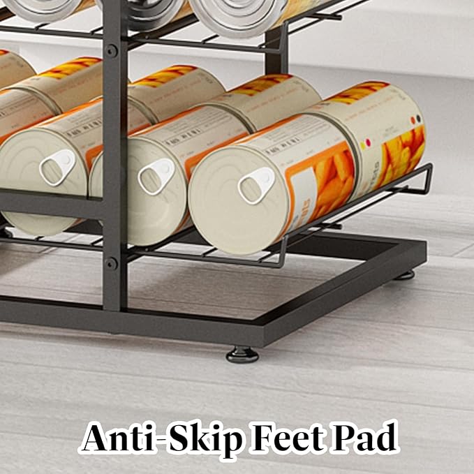 GILLAS 8 Tier with Wooden Top Water Bottle Storage with Wooden Tabletop,Metal Beverage Can Rack,Large Capacity Bottled Rack Water Bottle Holder Stand for Cabinet,Countertop Kitchen,Party,Black