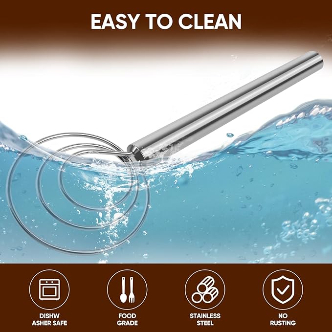 Maxjoy Danish Dough Whisk Stainless Steel Hook Dutch Style Bread Mixer for Sourdough Making Tool