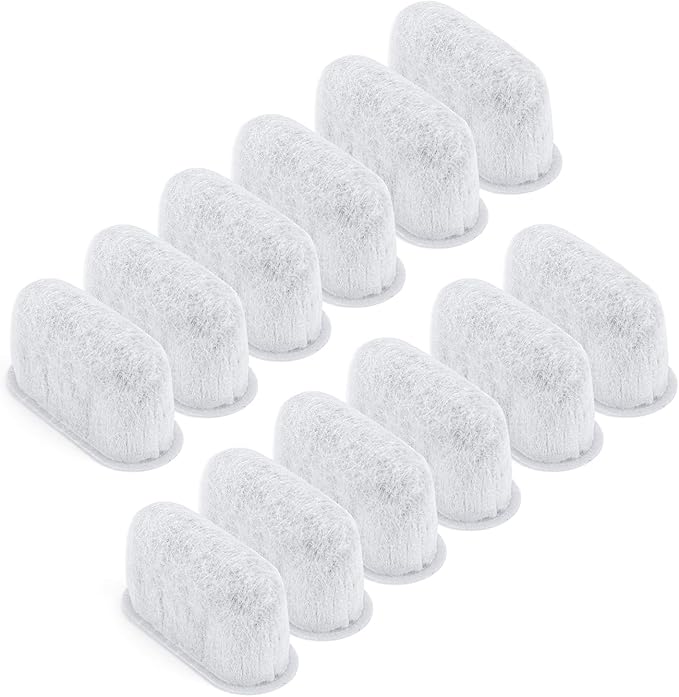 12 Pcs Espresso Machine Filters Replacement for Cuisinart, Activated Charcoal Carbon Coffee Water Filter Cartridges Pods Replacement Compatible with All Cuisinart Coffee Makers Parts Accessories