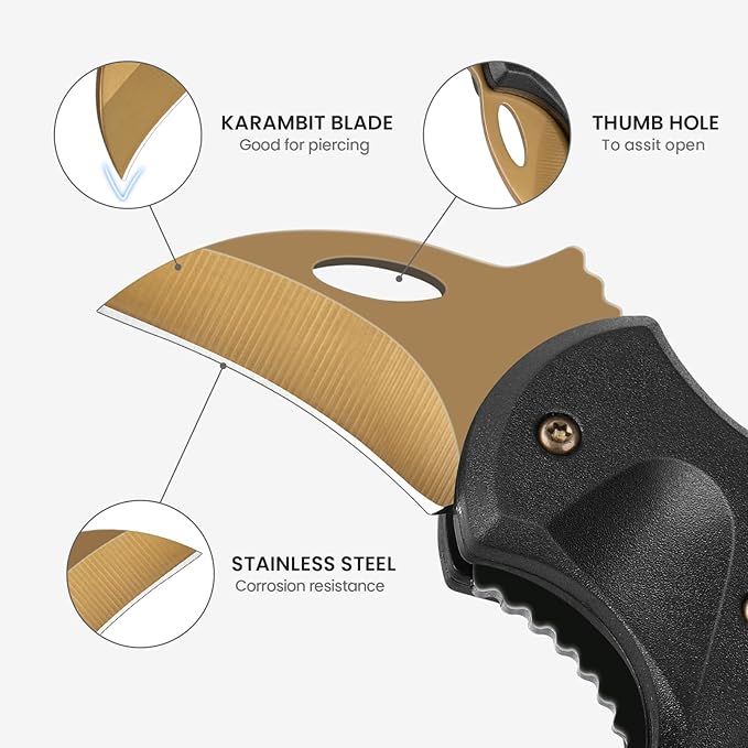 Small Pocket Knife for Men, Cool Folding Knife Box Cutter with 1.34inch Sharp Blade, EDC Knives Tool for Everyday Carry, Great Gift for Men (Gold)
