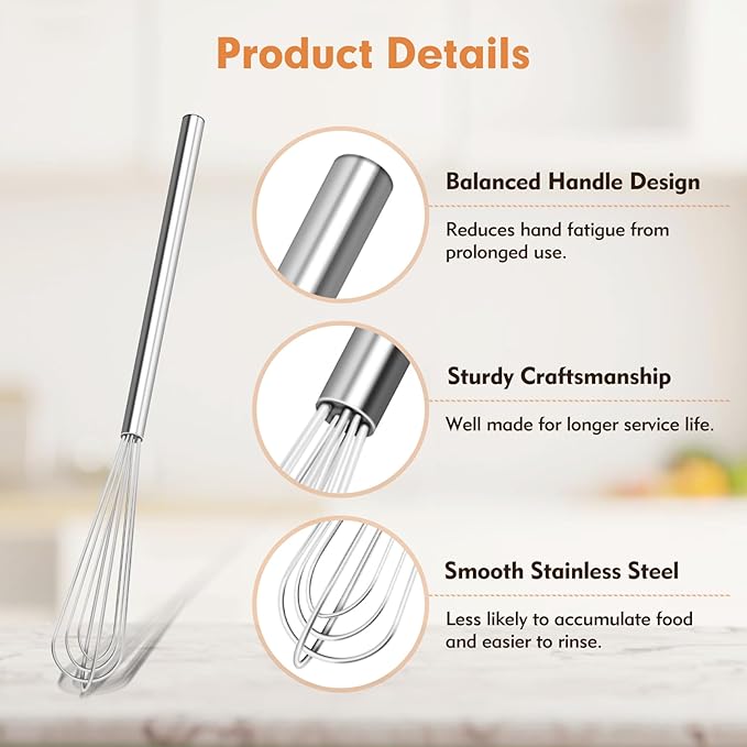 1 PCS Mini Whisk, Compact Small Whisk Essential for Eggs, Sauces and Coffee Prep, Durable Stainless Steel Small Whisks for Cooking