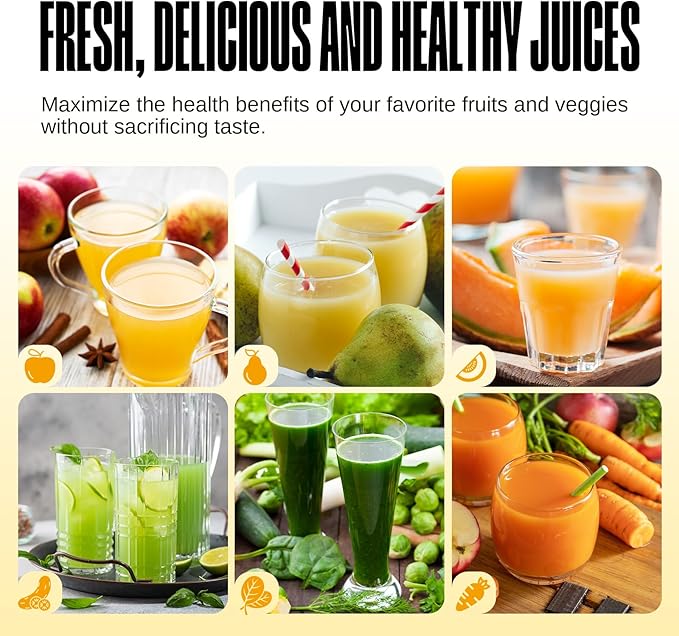Ventray Ginnie Mini Cold Press Juicer, Small Slow Masticating Juicer for Vegetables and Fruits, High Juice Yield, Easy to Clean, Space-Saving, Fit for Personal/Travel/Picnic/Office - Yellow