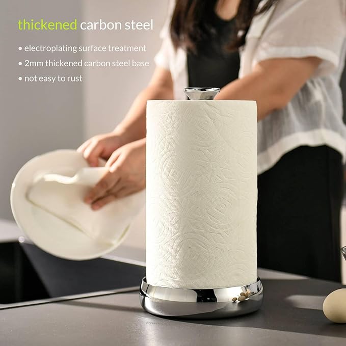 simpletome Paper Towel Holder Countertop Keep It Rolled Up Weighted Base (Chrome)