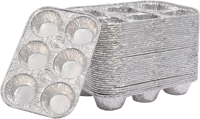 Waytiffer Muffin Pan 6-Cup Cupcake Aluminum Pans Favorite Muffin Tin Size for Baking Cupcakes - Standard Size (6-cup-20Pack)