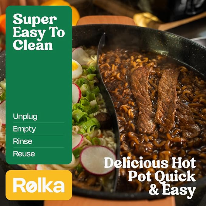 Hot Pot Electric - Portable Electric Hot Pot Cooker - Hot Pot Electric with Divider - Chinese Hot Pot, Shabu Shabu Hot Pot - Versatile Hot Pot Cookware - Hot Pot by Rolka