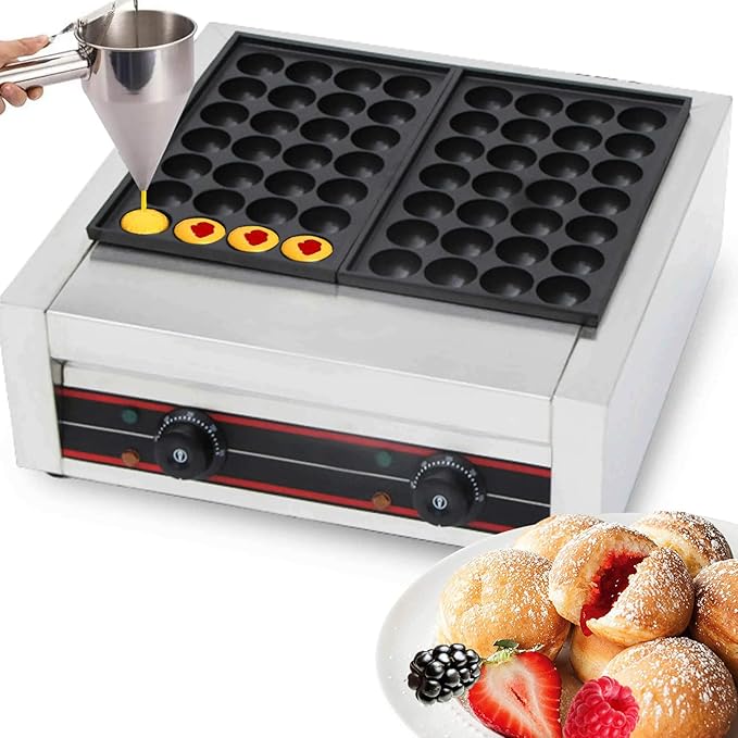 Takoyaki Maker Commercial Ebelskiver Pan 56 Holes Electric Grill Machine for Aebleskiver, Cake Pops, Pancake Balls, Donut Holes, 4000W, 220V