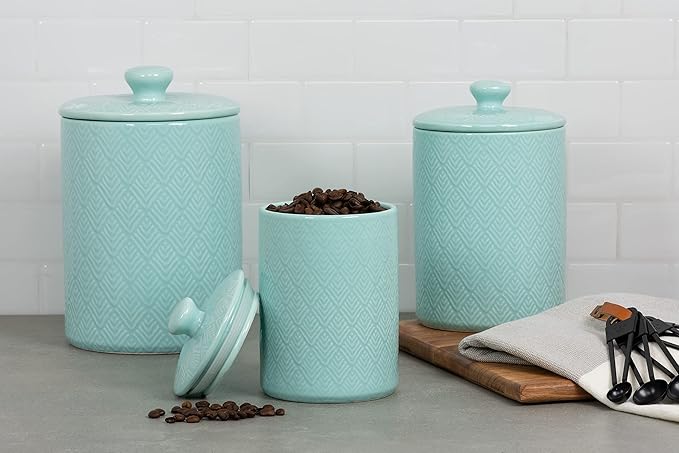 10 Strawberry Street CAN BLU Kitchen Canister Set, Set of 3, Marquis Blue
