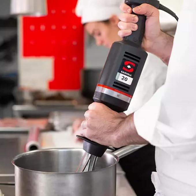 Sammic B-20 Commercial Mixer Hand Whisk, Medium-Duty Immersion Blender with Variable Speed Motor, 200–1800 RPM, 15L Capacity, 12" Removable Stainless Whisk, Ergonomic Handle, 120V