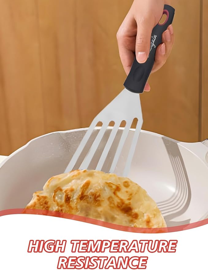 LX Fish Spatula Heat Resistant SiliconeTurner Spatula for Nonstick Cookware, Silicone Thin Flipper Slotted Spatulas - Ideal for Grilling, omelette making, Pancake