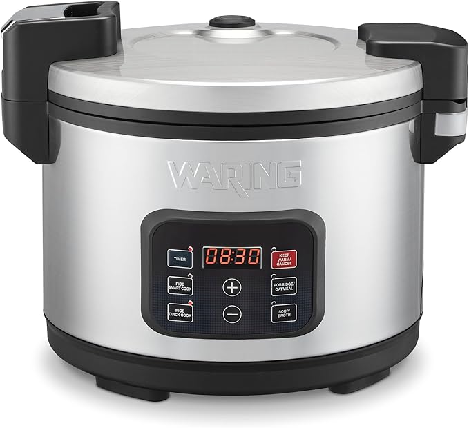 Waring Commercial 40 Cup (20 Cup Uncooked) Rice Cooker with Countdown Timer, Includes Paddle, Rice Cup, and Silicone Anti-Scratch Pad. Also Great for Porridge, Oatmeal, Soup or Broth, WRC40