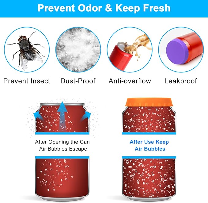 6 Pack Silicone Soda Can Cover Lids, Reusable Soda Can Lids Beer Can Covers Pop Can Covers, BPA Free Silicone Can Cover, Stopper and Protector for Soda, Beer, Beverage, Juice, Coke, Fits Standard Cans