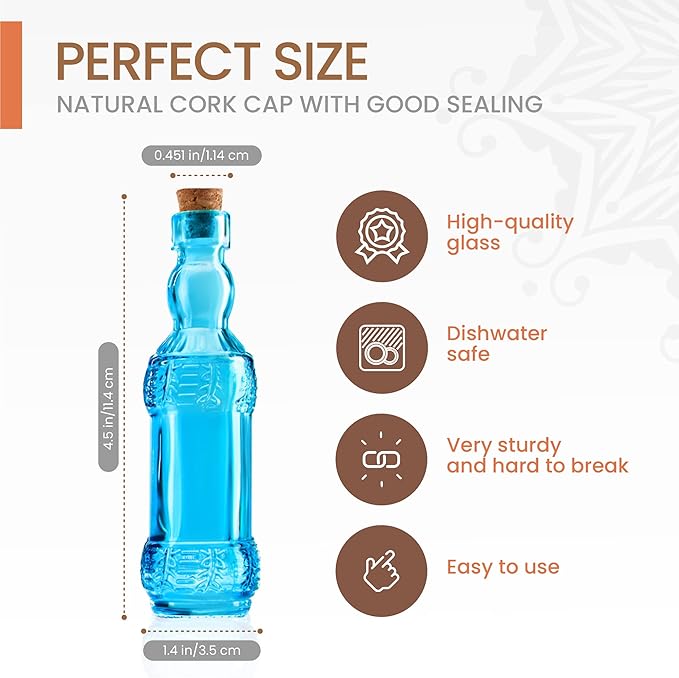 BULK PARADISE Decorative 6 Pack Clear Glass Bottles and Small Mini 12 Pack Clear Glass Bottles