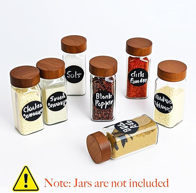 25 Pcs Spice Jar Lids Acacia Wood,Fits 4 Oz and 8 Oz Glass Spice Jars,For Square and Round Plastics Spice Jars,Jar Not Included