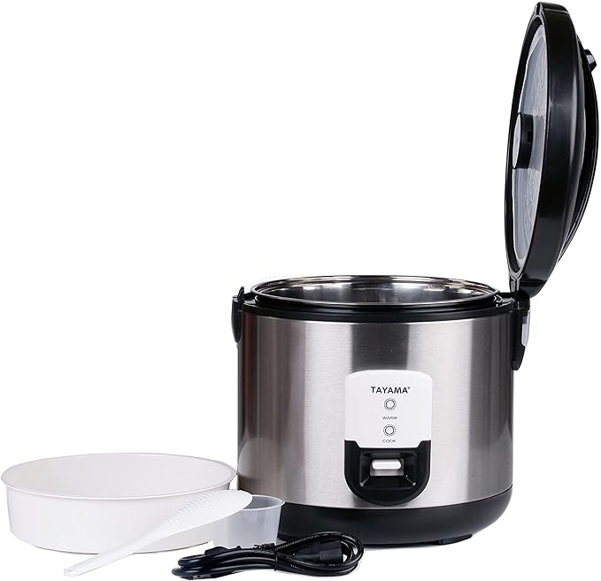 Tayama 20-Cup Stainless Steel Automatic Rice Cooker & Food Steamer, Black
