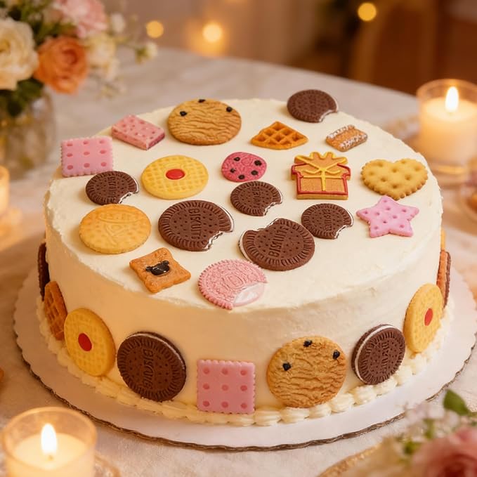 Cookie Fondant Molds, Mini Cake Decorating Silicone Mold Set of 2, Perfect for Cupcake Toppers, Cookie Dough, Sugar Craft Glue, Candy Chocolate, Flower Paste, Clay, Resin, Gypsum