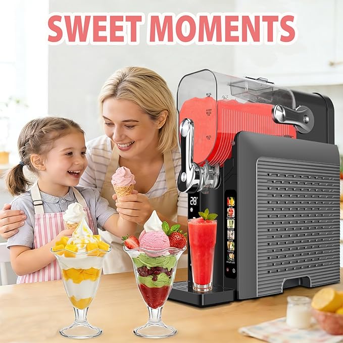 Slushie Machine for Home - 88oz Frozen Drink Maker Slushy Machine, 2-In-1 Soft Ice Cream Maker, 6 Preset Programs| Slushie, Cocktails, Frappés, Ice Cream, Smoothies, Milkshakes (Screen Version）