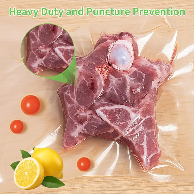 MakMeFre 100 Quart Size 8" x 12" Vacuum Sealer Bags with BPA Free and Heavy Duty,Great for Food Storage Vaccume Sealer PreCut Bag