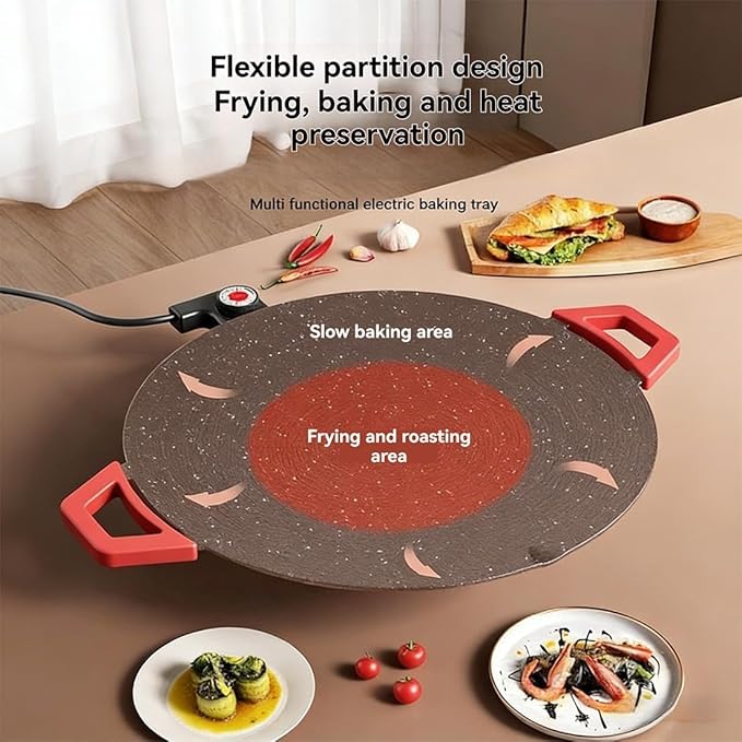 Indoor Grills Electric Smokeless, Smoke-Free Indoor Electric Grill & Non-stick Pan, 11/14 /15 Inch Nonstick Round Pan with Temperature Control, for Steaks, Pancakes, And BBQ (40 cm / 15.75 in)