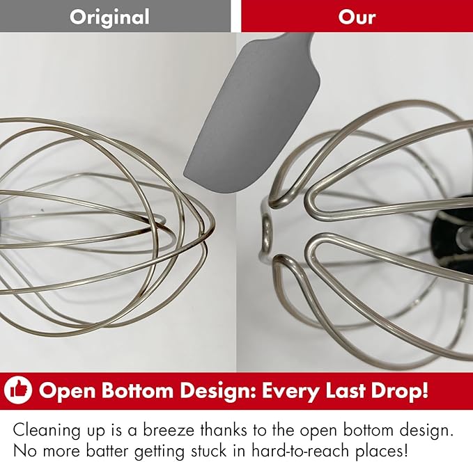 Heavy Duty Whisk Attachment for KitchenAid Bowl-Lift Stand Mixers- Extra Thick Stainless Steel Wire Whip for Fast Whipping, Perfect for Large Batches, Dishwasher Safe