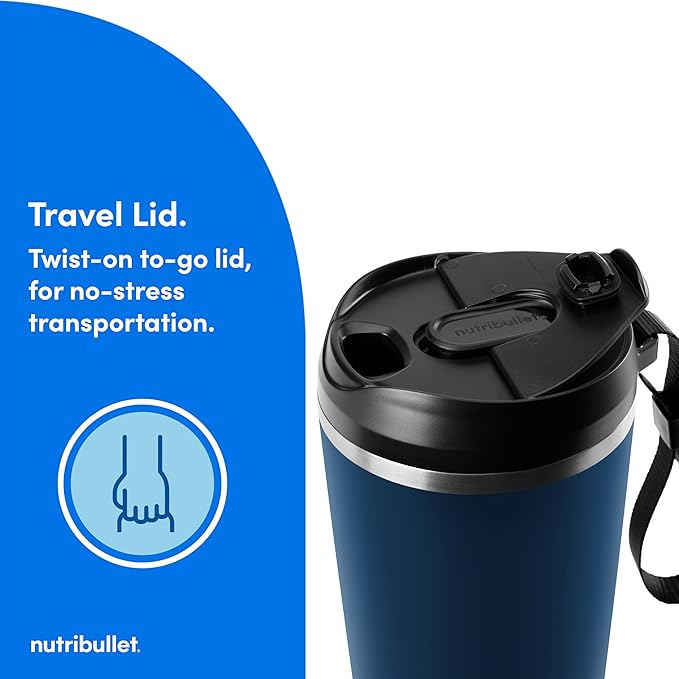 nutribullet Flip Portable Blender with Insulated Cup, Cordless, Matte Indigo, NBPB50350IND