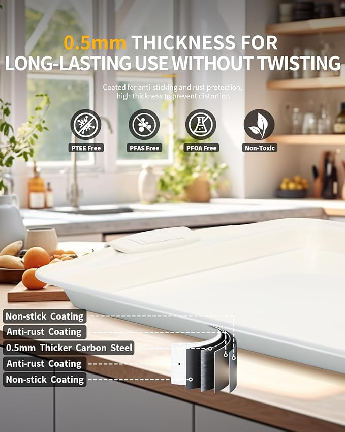 Baking Pans Set with Silicone Handles, 34 PCS Nonstick Bakeware Sets, Oven Pan Set Includes Baking Tray, Cookie Sheet, Cake Pans, Loaf Pan, Muffin Pan, Pizza Pan