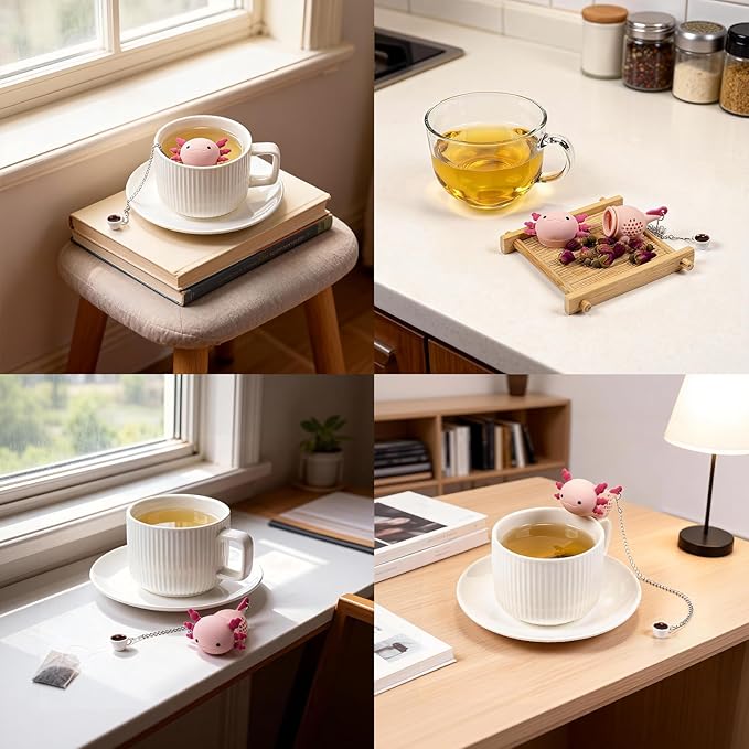 Axolotl Tea Infuser Tea Strainers For Loose Tea Silicone Tea Infusers Loose Leaf Tea Steeper Fun Kitchen Gadgets Axolotl Gifts