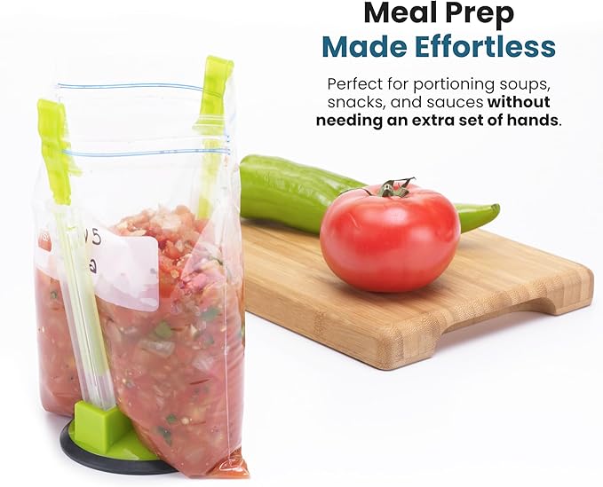 Jokari Adjustable Baggy Rack Stand 4-Pack, Hands-Free Freezer Bag Holder for Gallon, Quart and Sandwich Size Storage Bags, Ideal for Pouring Leftovers, Meal Prep, and Drying Washed Bags