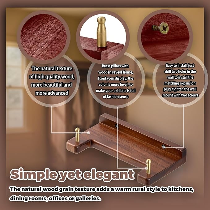 Acacia Wood Plate Hangers for The Wall Decorative Plate Holder for 6-16 Inch Plates, Bowls and Artwork plate wall hangers for display