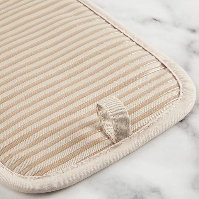 KITCHENAID Quilted Cotton Terry Cloth Oven Mitt, Pot Holder, Kitchen Towel 4-Pack Set, Heat Resistant, Silicone Grip, 16"x26", 7"x13" & 7"x10", Milkshake