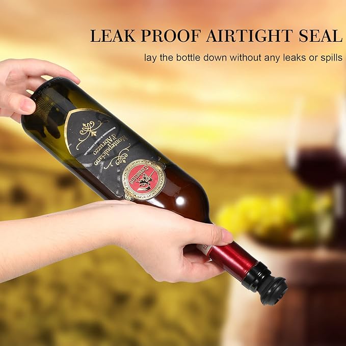 Honoson 48 Pieces Wine Stopper Resealable Pump Vacuum Silicone Saver Practical for Kitchen Supplies Bottle Tools (Black)