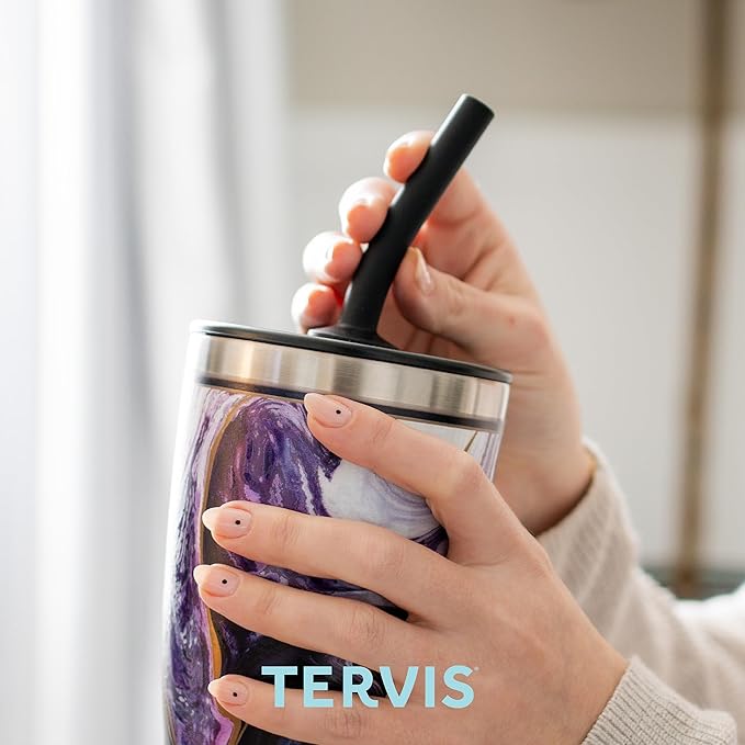 Tervis Traveler NBA Los Angeles Lakers - Night Game Triple Walled Insulated Tumbler Travel Cup Keeps Drinks Cold & Hot, 30oz with Straw Lid, Stainless Steel