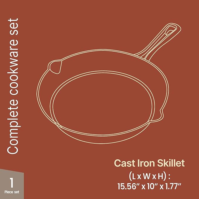 Bakken Pre Seasoned Cast Iron Skillet with Glass Lid & Silicone Handle,10" Frying Pan for Stove, Oven, Grill & Induction, Even Heat Distribution, Versatile All-Purpose Cookware for Searing & Frying