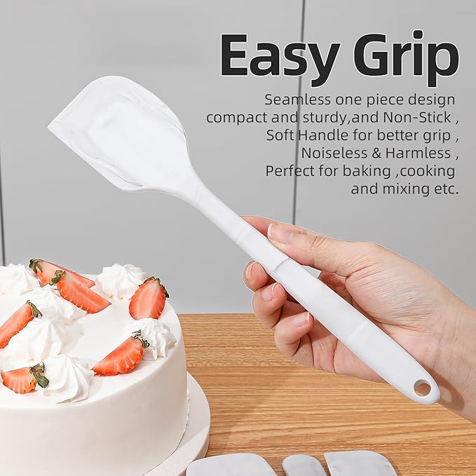 Food Grade Silicone Rubber Spatula Set for Baking,Cooking.High Heat Resistant Non Stick,Dishwasher Safe,Stainless Steel Core Handle,BPA-Free,Marbling set of 4