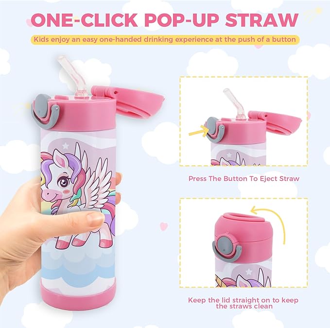 24 Pack 12 OZ Sublimation Straw Sippy Cup Spill Proof Blank Tumblers Mixed Color Stainless Steel Thermoses for Hot Drinks Bulk Double Wall Vacuum Insulated Water Bottle for School