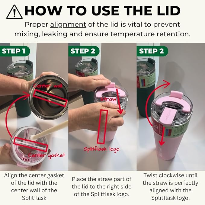 Splitflask Dual‑Chamber 30‑oz Travel Mug – Vacuum Insulated Stainless‑Steel Hot & Cold Tumbler, Leak‑Proof Lid, Cup‑Holder Friendly, BPA‑Free.